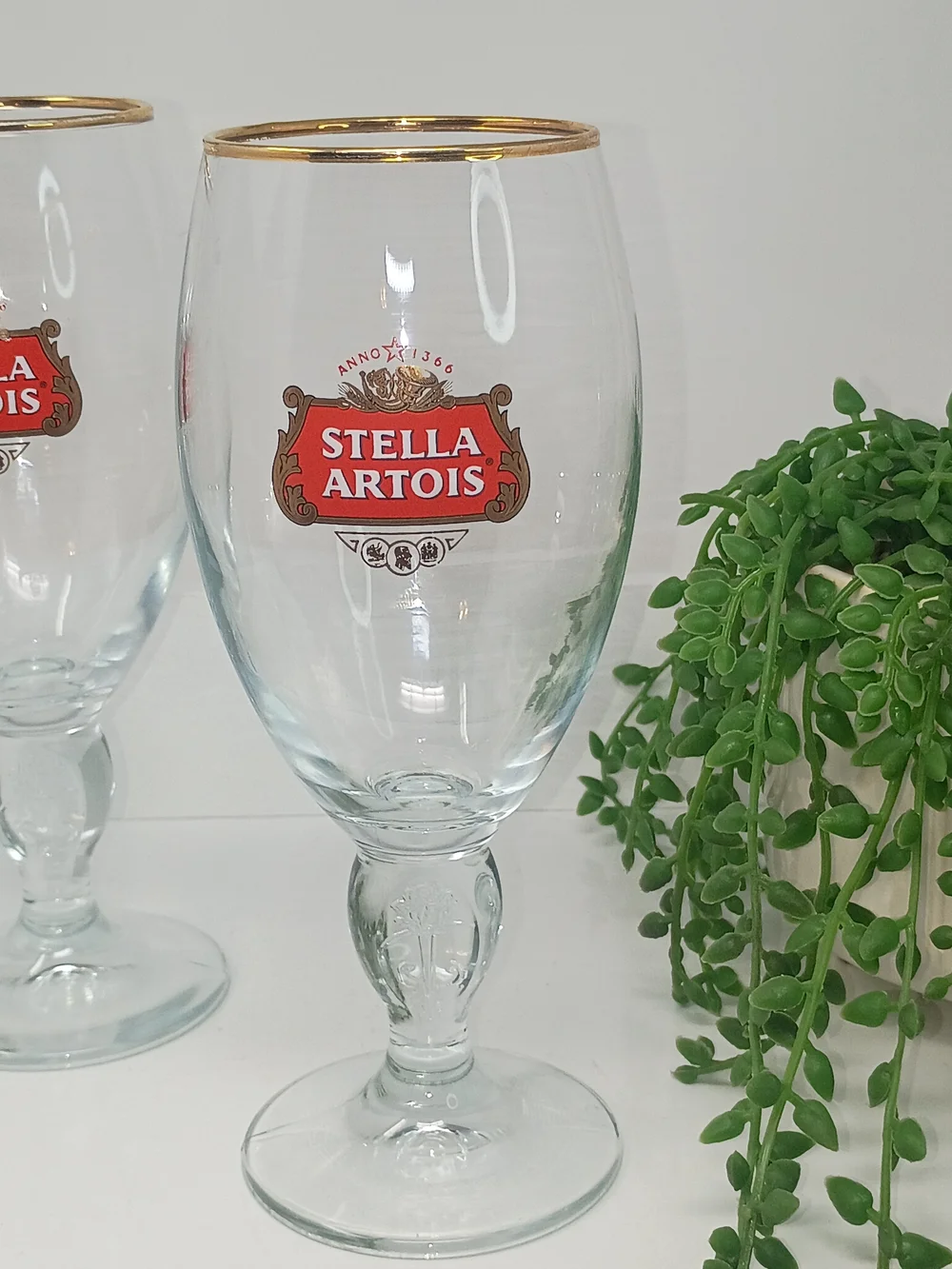 Stella Artois Gold Rim Beer Goblet – Clear Belgian Ale Chalice Glasses